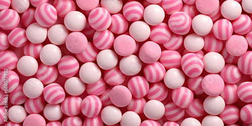Banner Flat lay of various pink candies background, Mixed collection, AI Generative