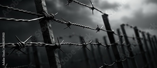 Wire with sharp spikes in a Nazi camp.