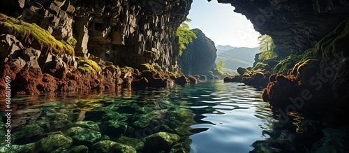 Beautiful panoramic view of the river in the cave