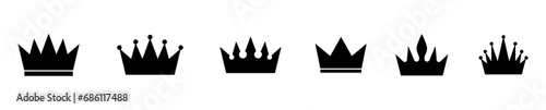 Crown king icon set. Crown symbol collection. Vector illustration