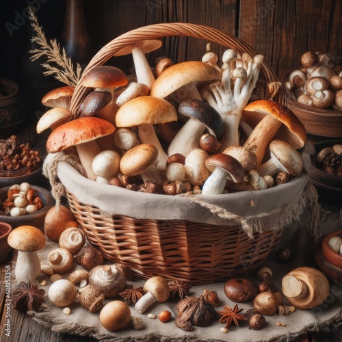 autumn still life with mushrooms
