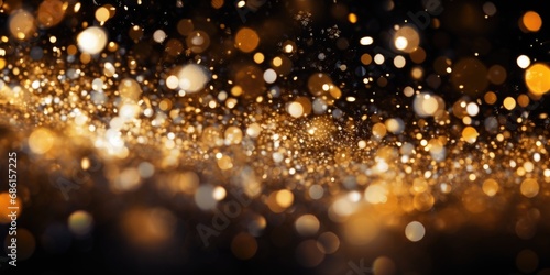 Banner with a background image of gold and black sequins