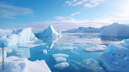 Greenland ice sheet. Climate Change. Iceberg afrom glacier in arctic nature landscape on Greenland. Melting of glaciers and the Greenland ice sheet is a cause of sea levels rise 