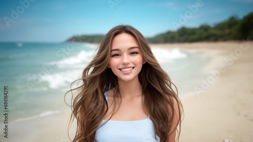 Cute and Captivating: Radiant Portrait of a Young Teen Girl with an Attractive Smile