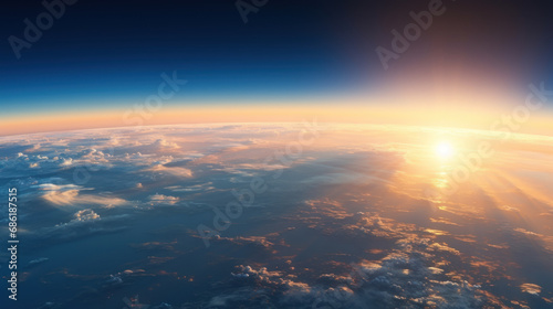 Sunrise over Earth, view from orbit