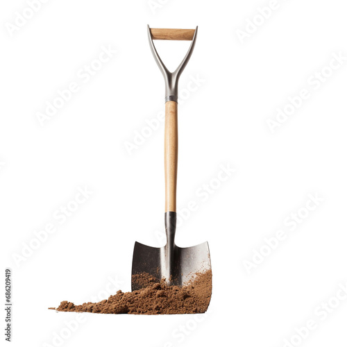 A shovel is leaning isolated on transparent background