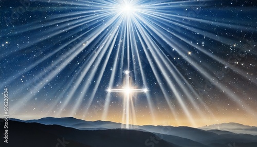 star of jesus with rays of light christmas star of the nativity of bethlehem nativity of jesus christ background of the beautiful starry sky and bright star