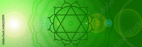 Background of the heart chakra, a sign of a spiritual energy center in the human body 