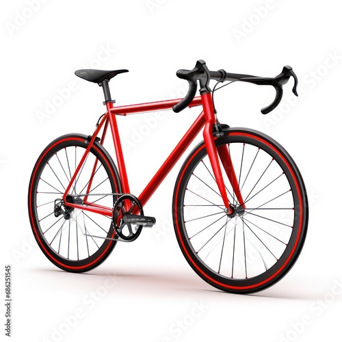 Red Racing Bicycle with Blank Banner Isolated Image