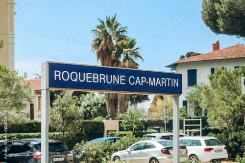 Railway platform in Roquebrune Cap Martin, southern France