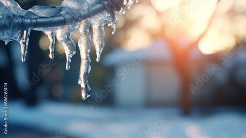 frozen water drip, symbolizing the changing seasons, winter, spring, cold weather