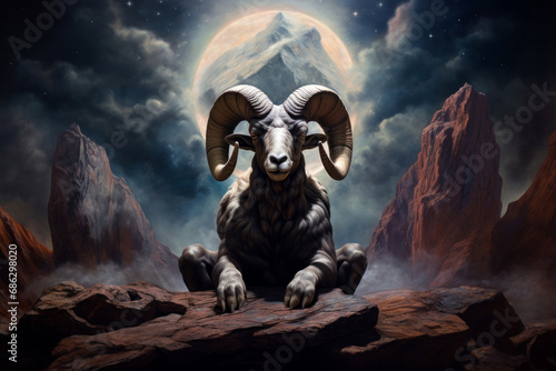 Astrology Capricorn zodiac sign. Ram or mouflon horoscope.