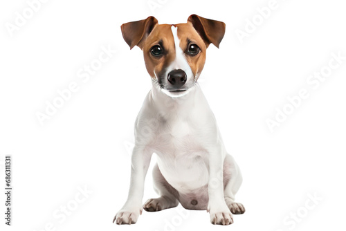 Jack Russell Terrier sitting on transparent background. Isolated.