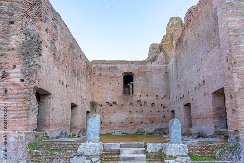 garden, stage and fountain inside the palatine hill in the space of the priestly order, Rome, Italy