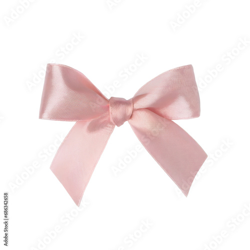 Pale pink satin bow isolated cutout on transparent
