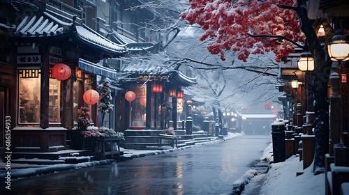 beautiful picture of winter in Tokyo with the snow