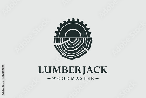 Lumberjack design element vector icon with creative unique concept