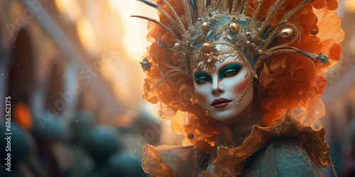 Sophistication Unveiled: Elegant Mask at Venice Carnival