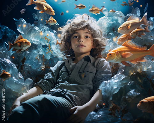 Ein Junge träumt von seinem Aquarium