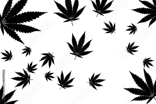 The silhouette of some black marijuana leaves