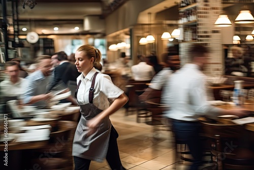 waiters and motion chefs of a restaurant kitchen