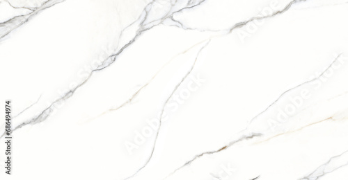 Carrara Statuario White Marble Background, Polished Marble with Clean and Clear Grey Streaks, Unique and Intricate Veining Patterns for Ceramic Tiles Printing Design, Soft and Light Brown Vein