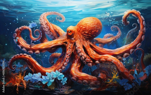 Octopus in the water.