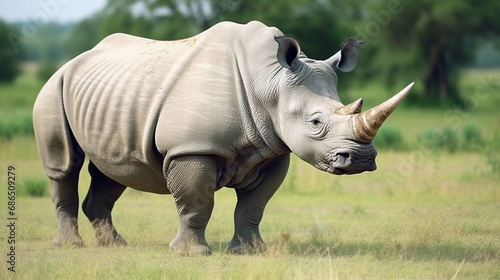 The white rhinoceros or square lipped rhinoceros largest extant species of rhinoceros. generative ai