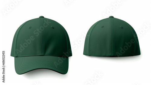 Front and back view of green cap on white background
