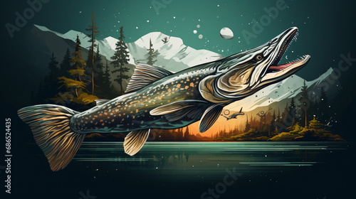 Pike fishing logo