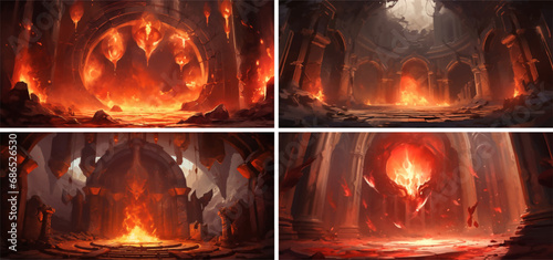 hell flames mysterious fiction evil horror imagination exploration painting magic fantasy 
