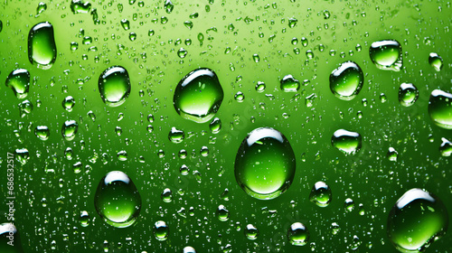 Water drop on green beverage cans background texture