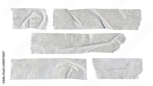 Set of duct tape lines in png format, isolated white paper stripes of adhesive tape on transparent background