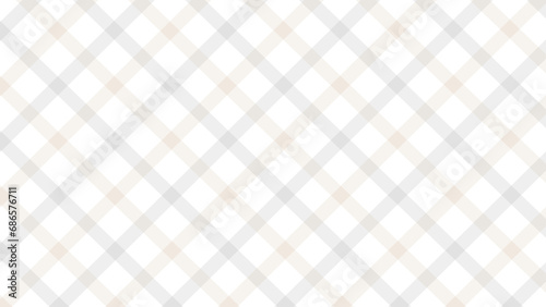 Diagonal beige grey and white plaid background 