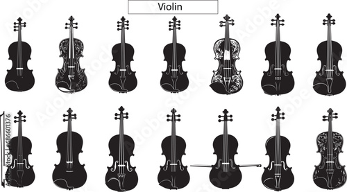 set of violins musical instruments
