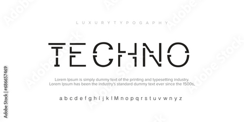Techno , luxury modern font alphabetical vector set