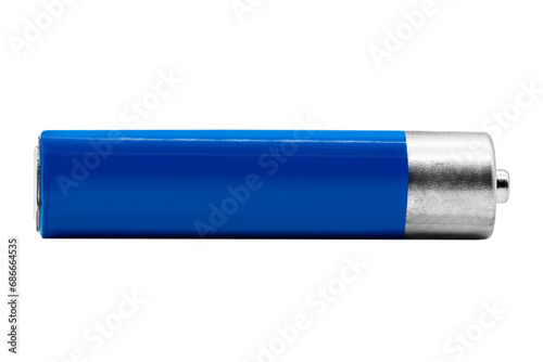 one blue silver aaa battery