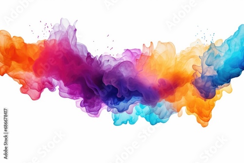 A vibrant cloud of smoke is captured against a clean white background. This image can be used to add an artistic touch to various projects.