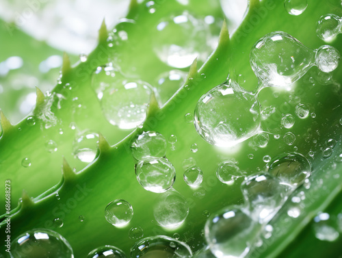 Close-up of aloe vera covered with water drops,created with Generative AI tecnology.