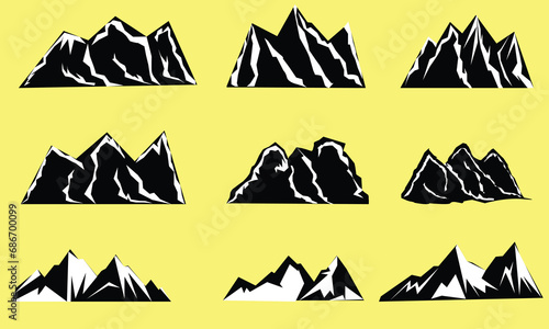 Mountains silhouettes set. mountain icons set 4 5 6