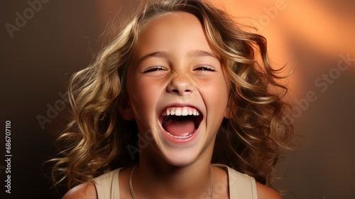 Candid Portrait Young Girl Laughing After, Background HD For Designer
