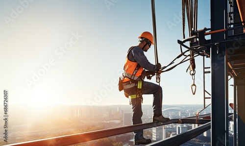 Safety First: Brave Worker Ensures Security on Sky-High Construction Site