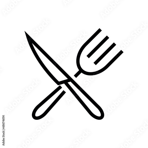 Ikona nóż i widelec. Symbol kuchni, jedzenia restauracji. 
