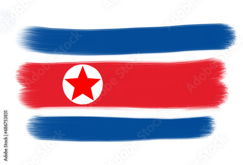 north korea flag with paint strokes