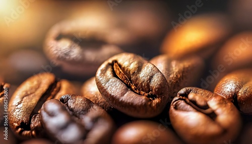 Roasted Coffee Beans, Macro Shot, close-up. 