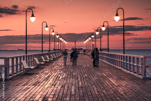 Sunrise on the pier in Orłowo, Gdynia, Tricity