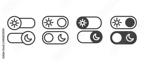 Icon vector day and night switch. Dark mode switch icon. Day and night, dark and light screens mode. Light and Dark mode buttons vector icons