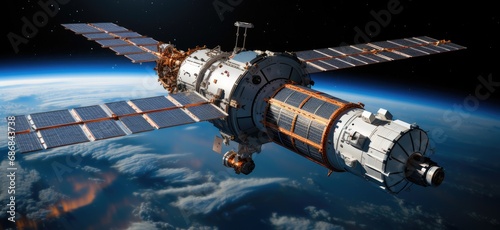 Progressive space satellite in modern style