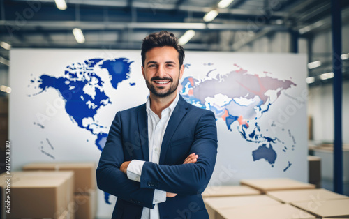 Smiling freight forwarder in the office