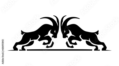 two goat fighting logo illustration
